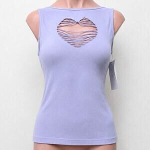 NWT cute Maisie Wilen The Webster Faved Lilac Heart Shape Cutout Boat Neck Top 2